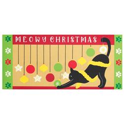 DM011865 10 x 22 in. Insert Cat Meowy Christmas Doormat