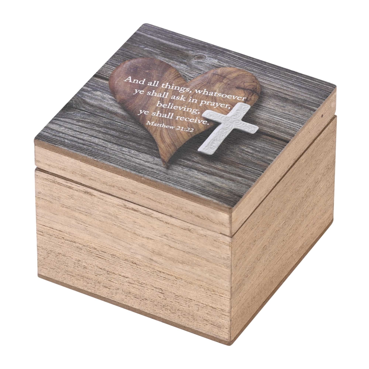 EWOODBOX-44-28S Keepsake Box In All Things Matt.21 (KJV)