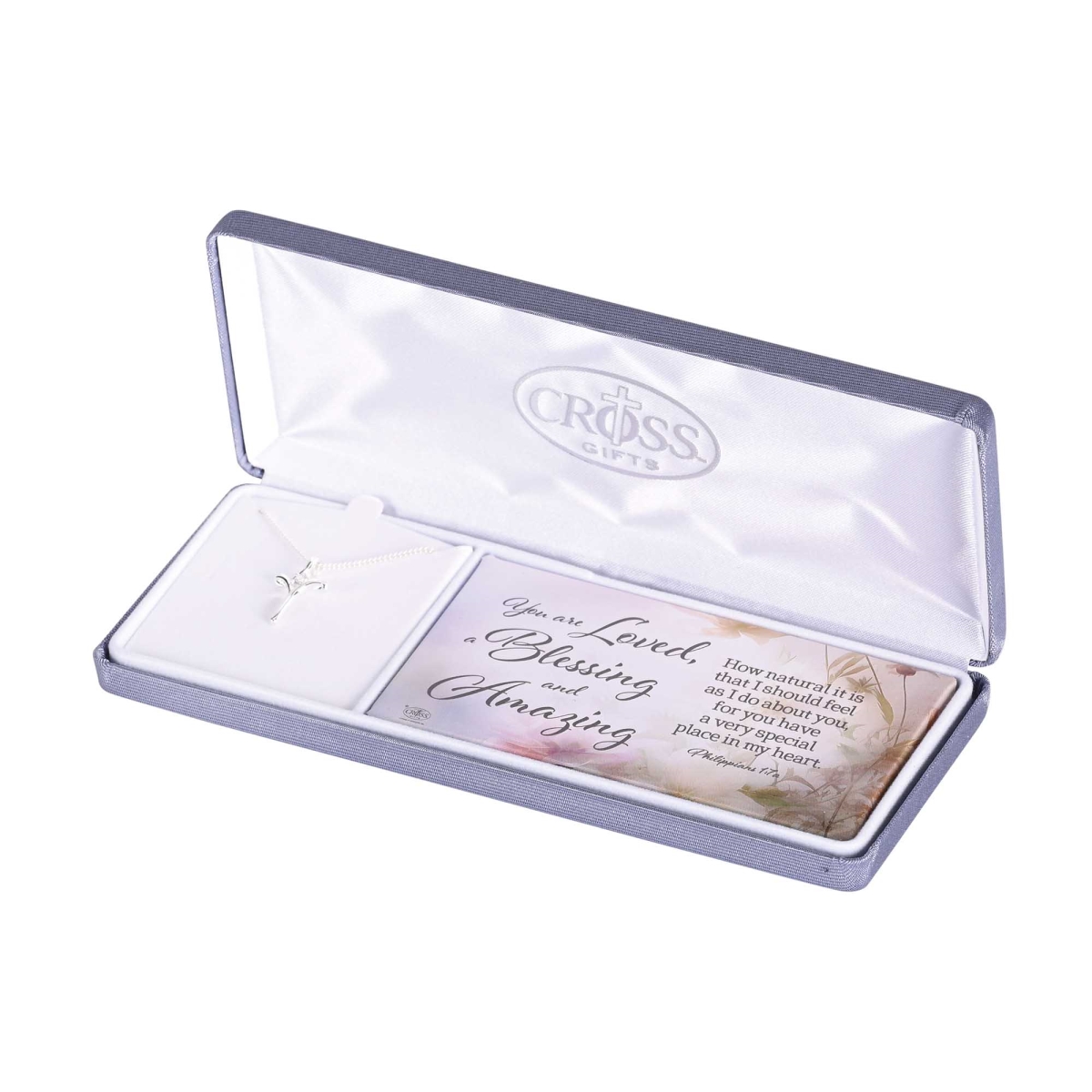 73-4889P Necklace Phil. 1:7 Cross Cz Silverplated