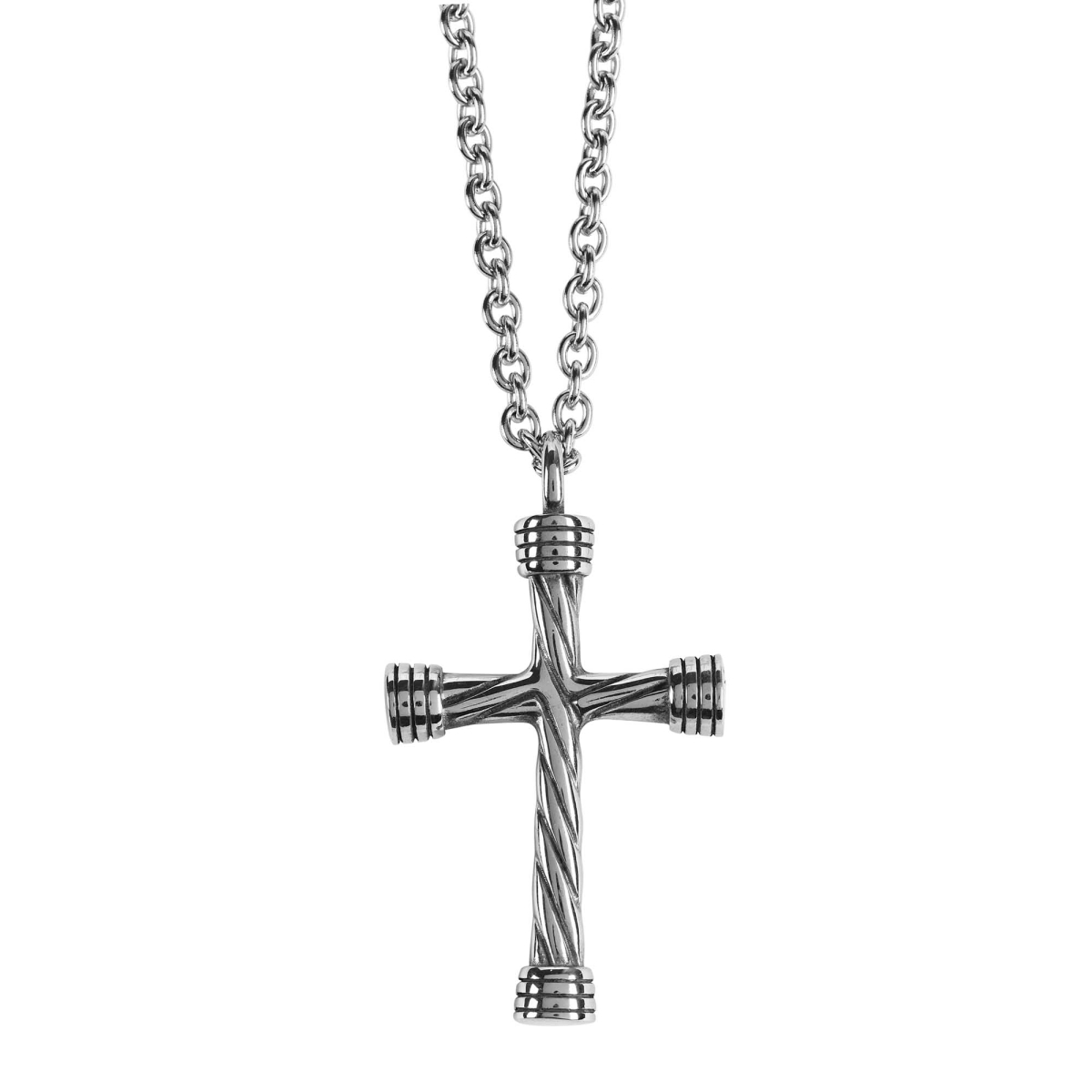 32-6787 Necklace Antique Rope Cross 24Inch