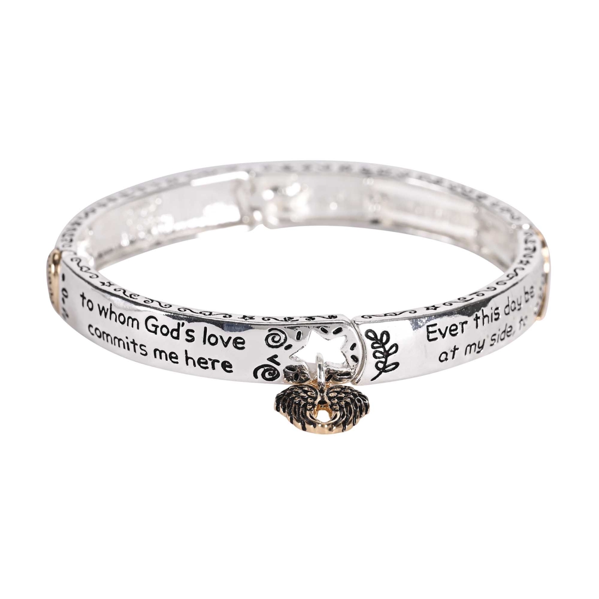 30-4990T Stretch Bracelet Angel Wings 2Tone