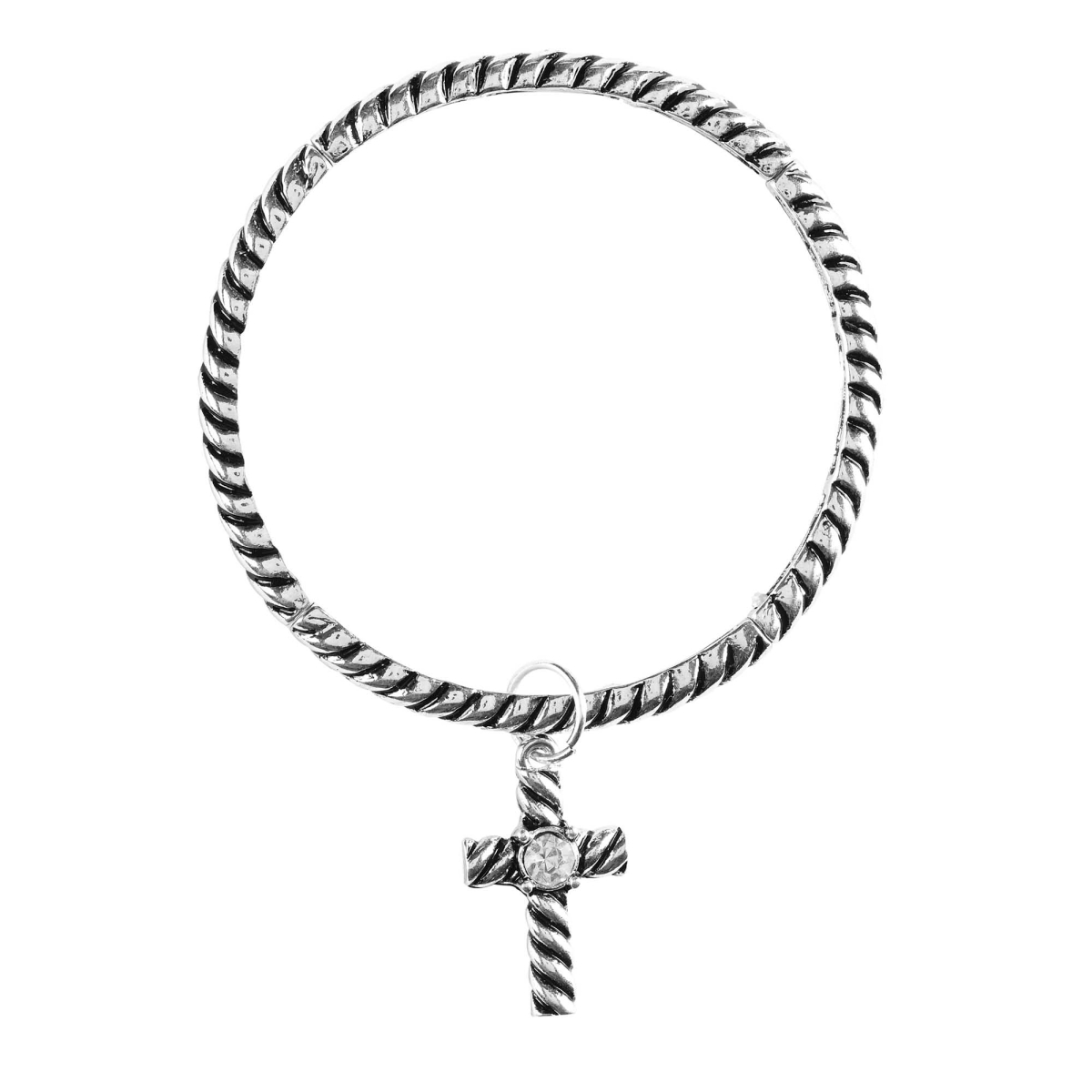30-4986T Stretch Bracelet With Large Cross/Cz