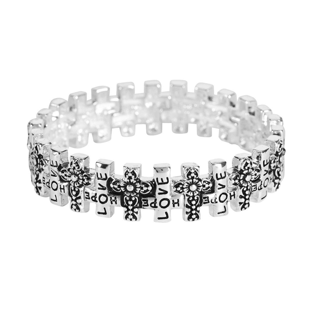 30-4988T Stretch Bracelet Love/Hope Cross