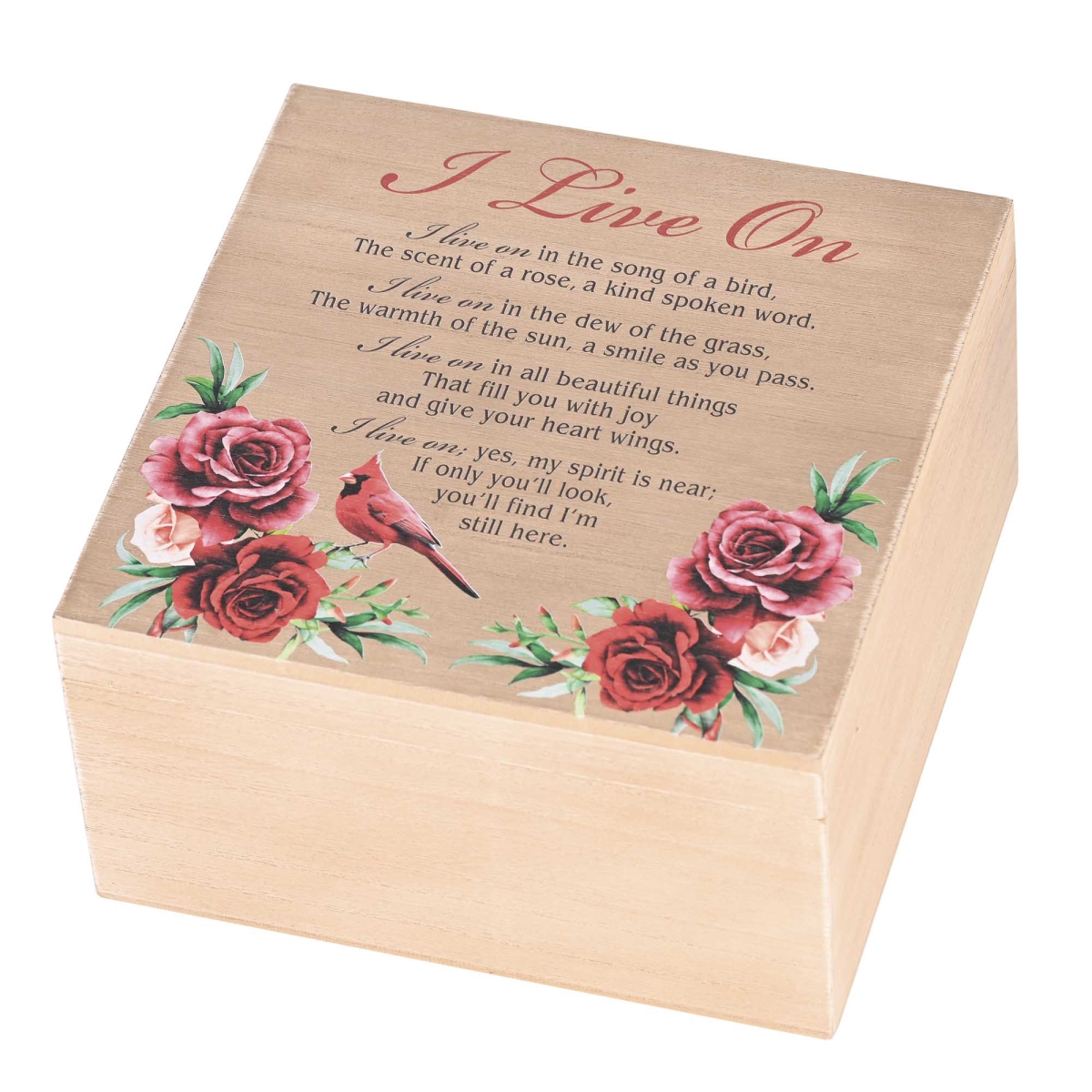 WOODBOX-148 Keepsake Box Cardinal I Live On MDF