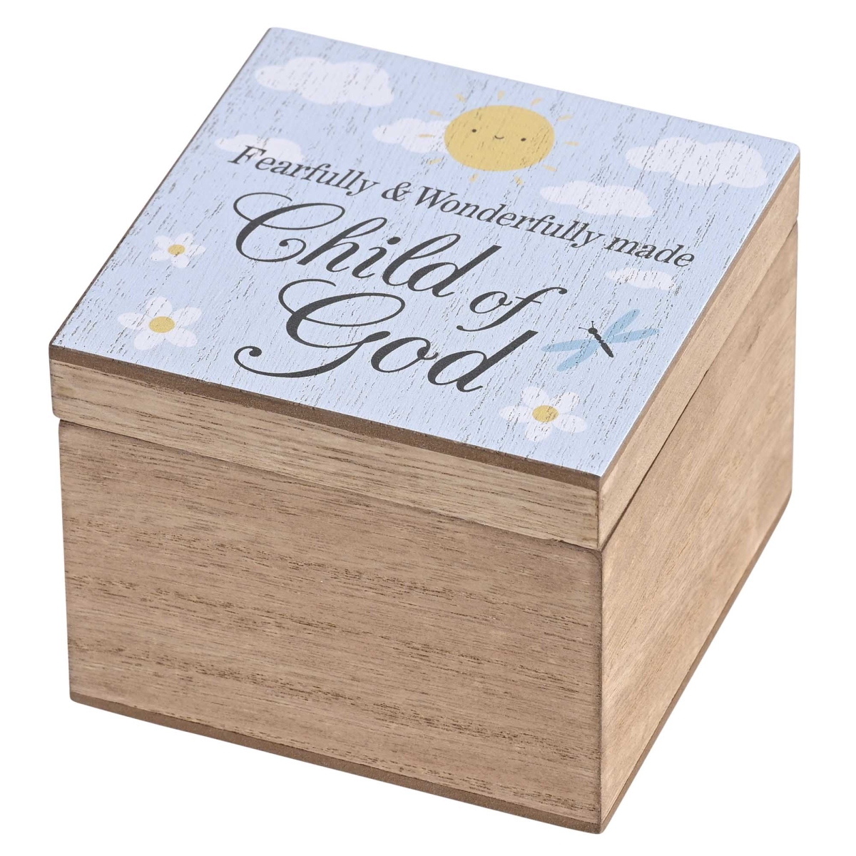 WOODBOX44-2 Keepsake Box Child Of God Blue MDF 4x4