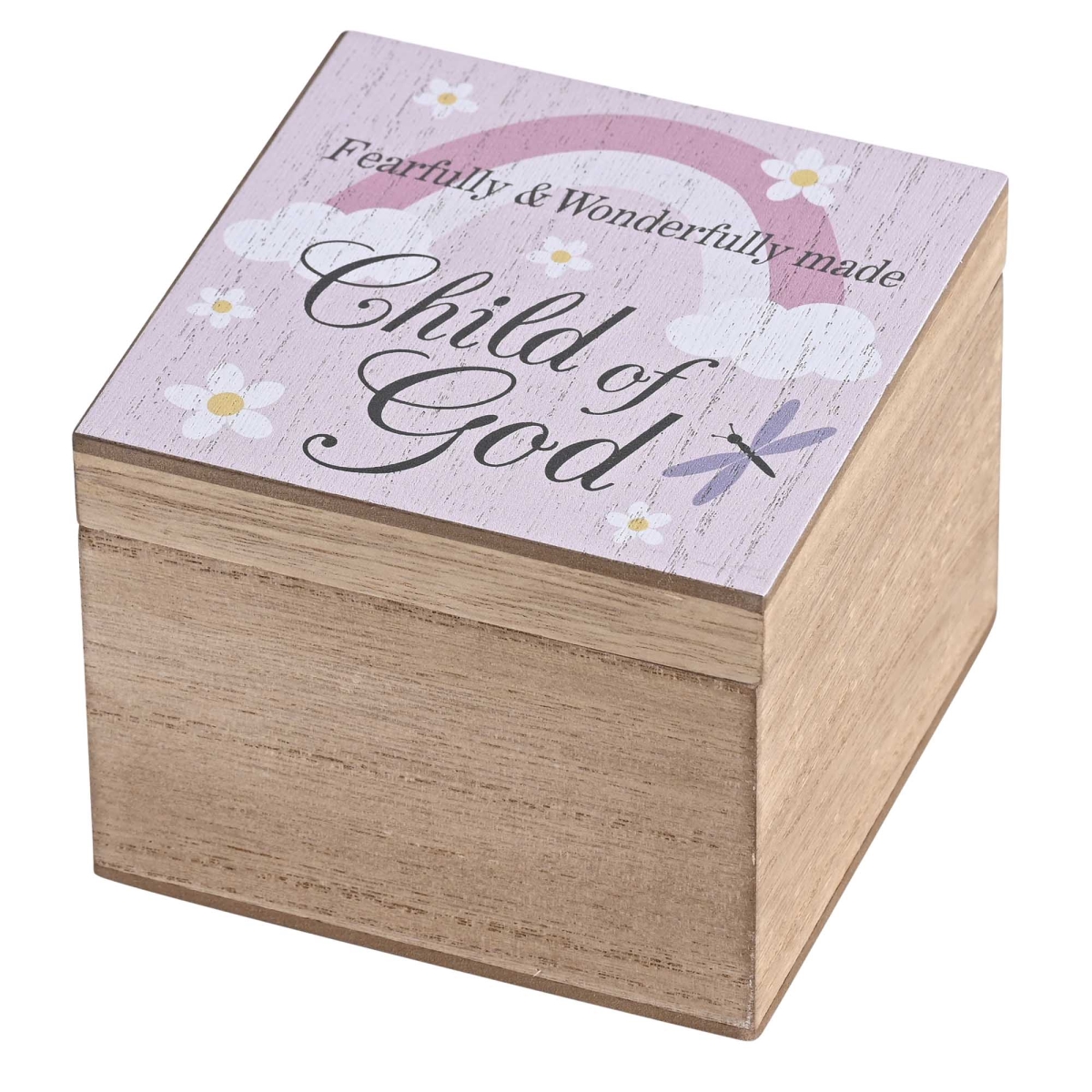 WOODBOX44-1 Keepsake Box Child Of God Pink MDF 4x4