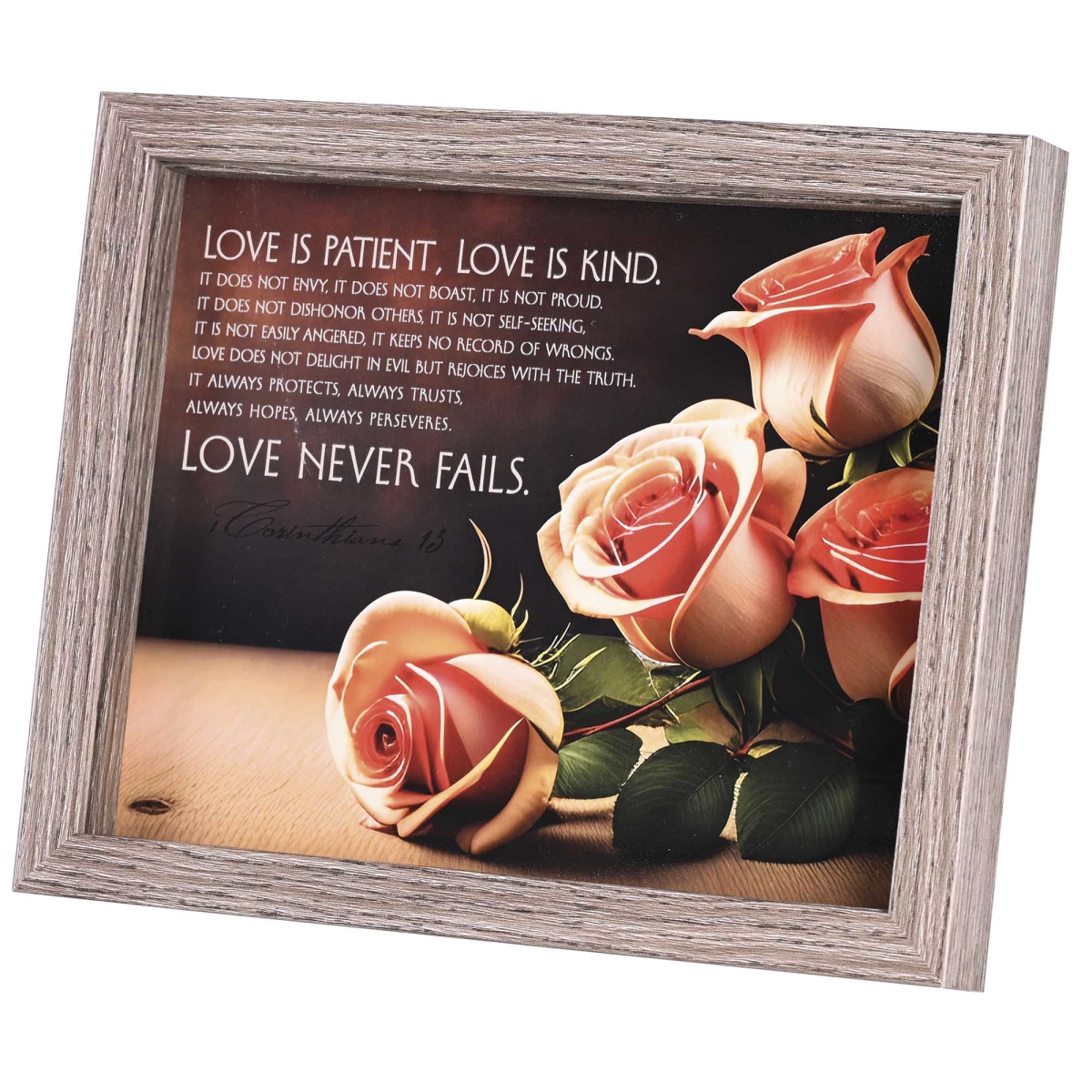 FRMWDWG-108-73 Framed Art Love Never Fails 10x8