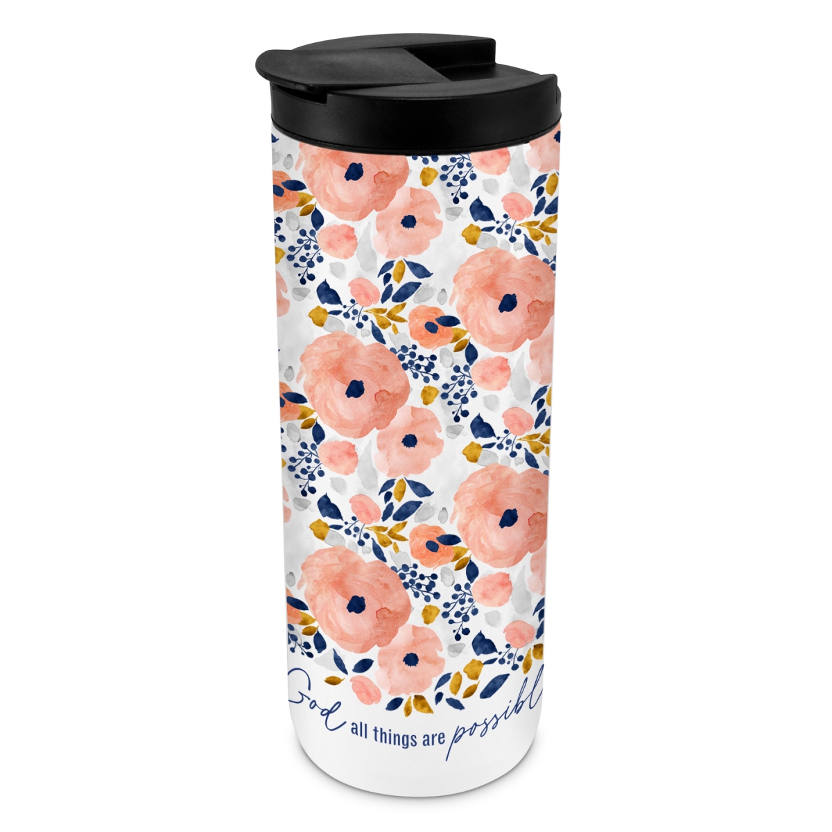 Picture of LCP 37011 Tumbler 20 Oz With God Matt.19:26 Floral