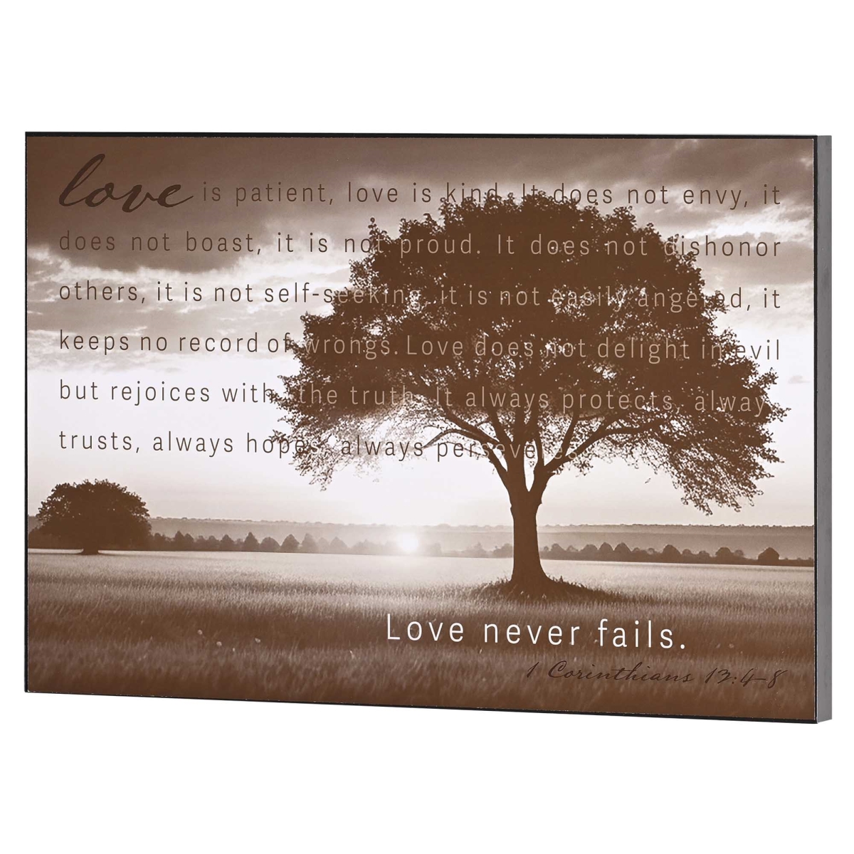 PLK1510-362 Wall Plaque Love Never Fails 15x10