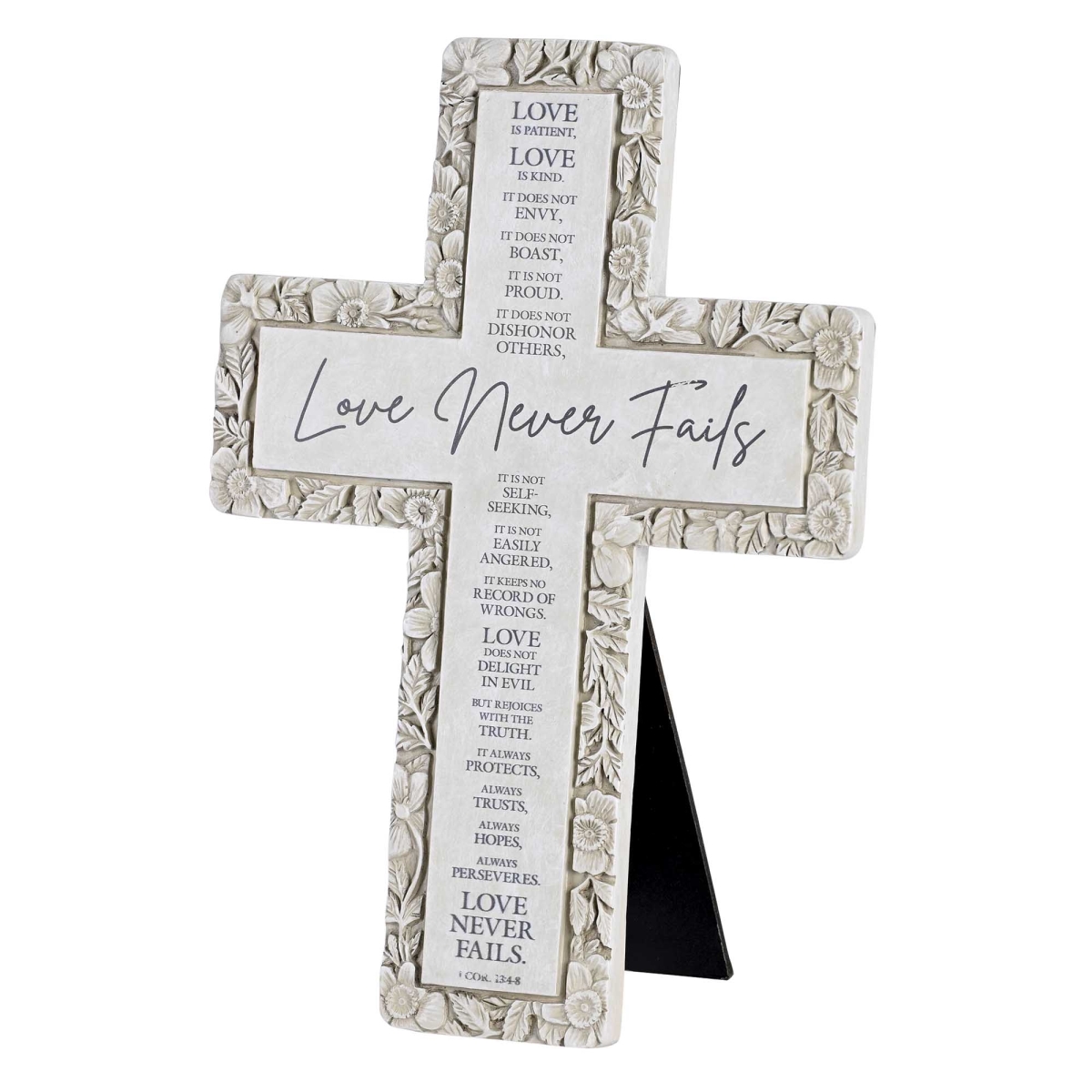 TTCR-2003 Tabletop Floral Cross Love Never Fails