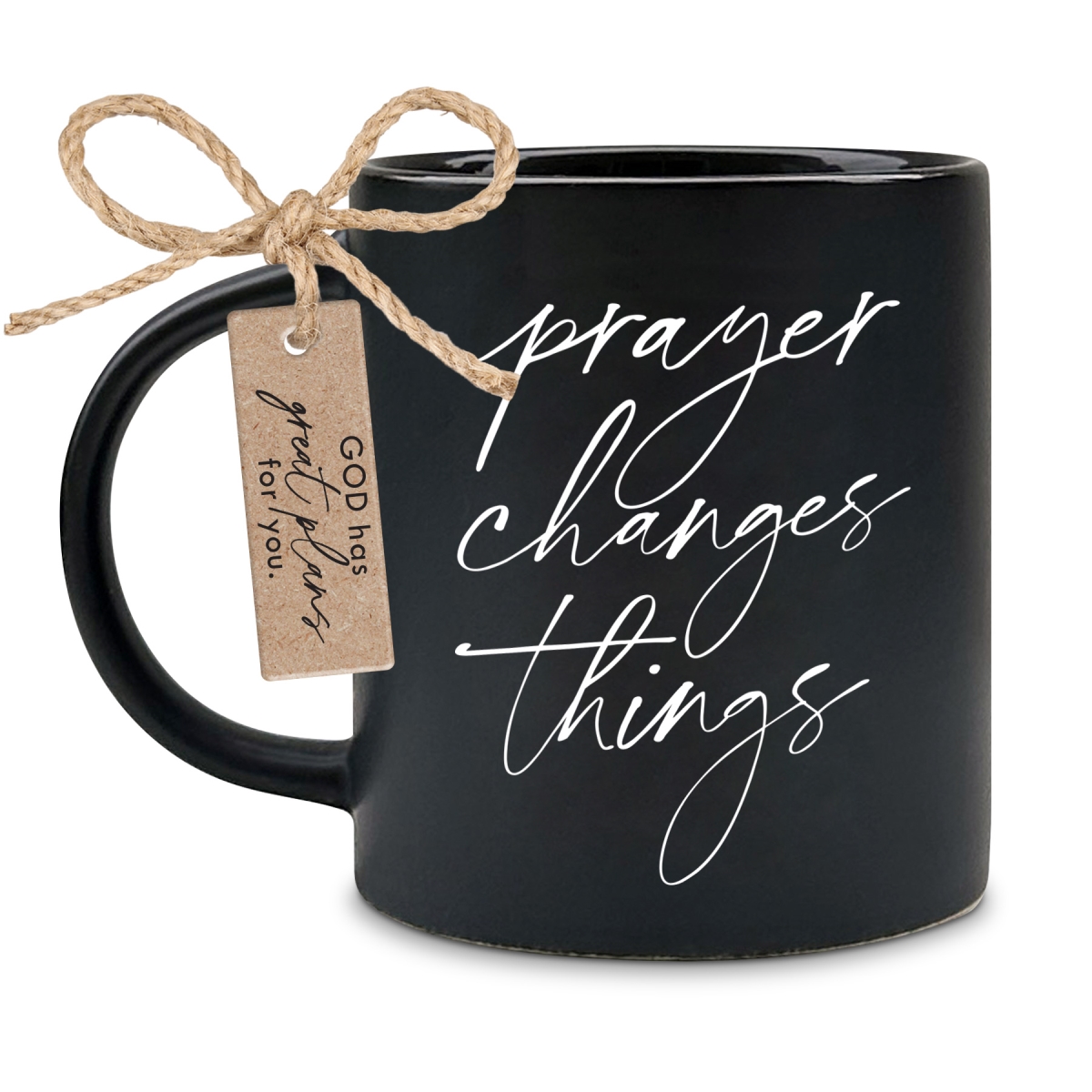 Picture of LCP 18475 Mug Black Prayer Changes Things 18 Oz