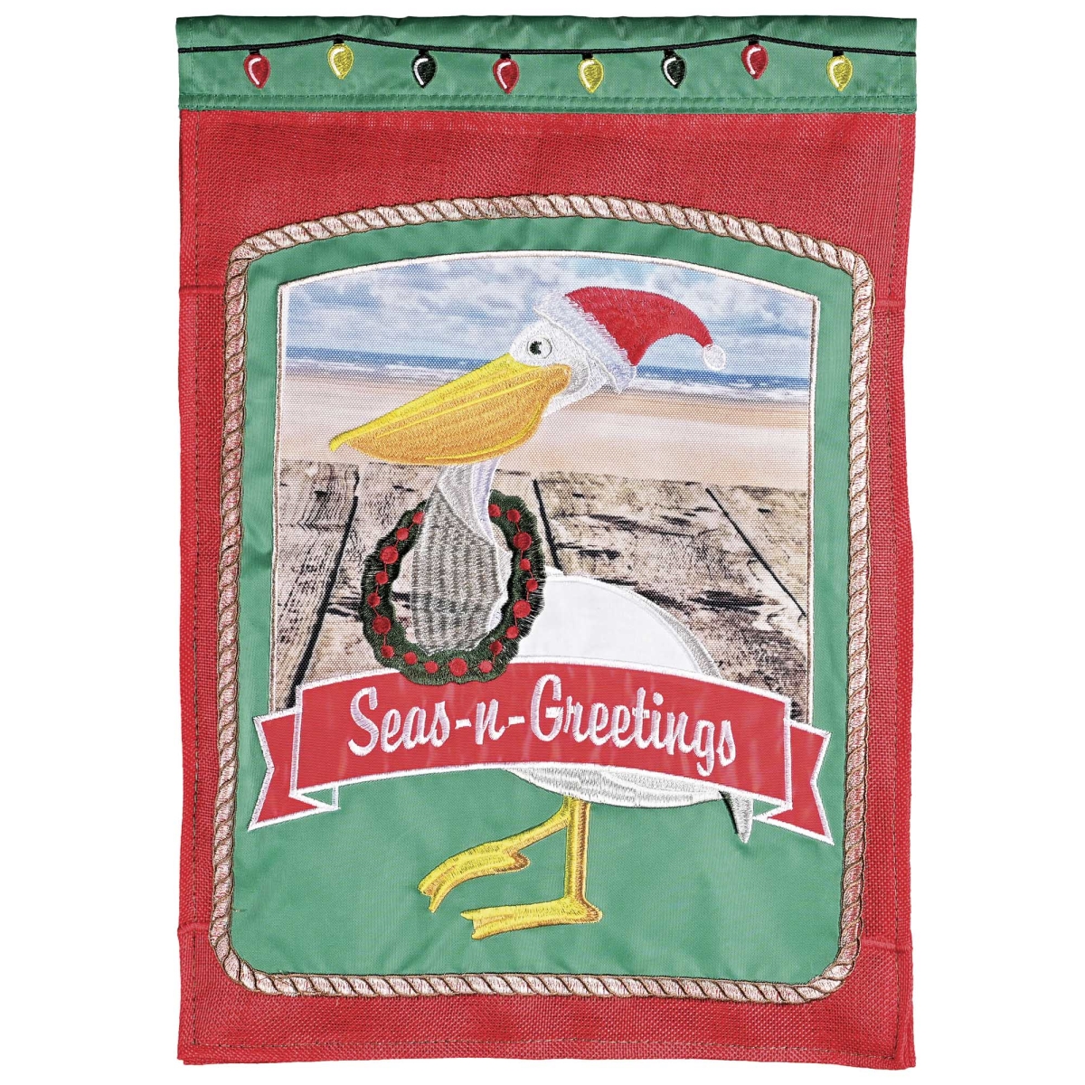 M011992 Flag Seas And Greetings Pelican 13x18