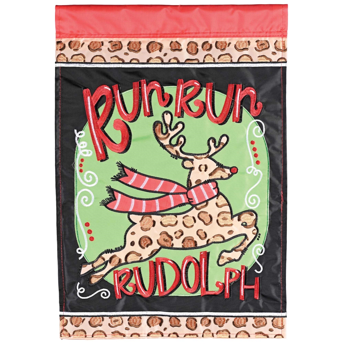 M012026 Flag Reindeer Run Run Rudolph 13x18