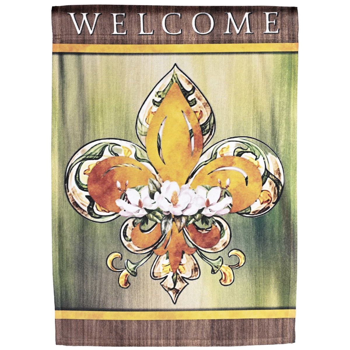 M080274 Flag Welcome Fleur De Lis 13x18