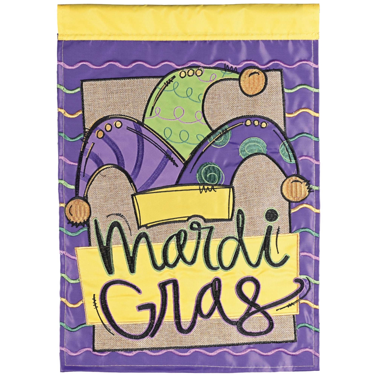 M012024 Flag Mardi Gras Jester Hat 13x18