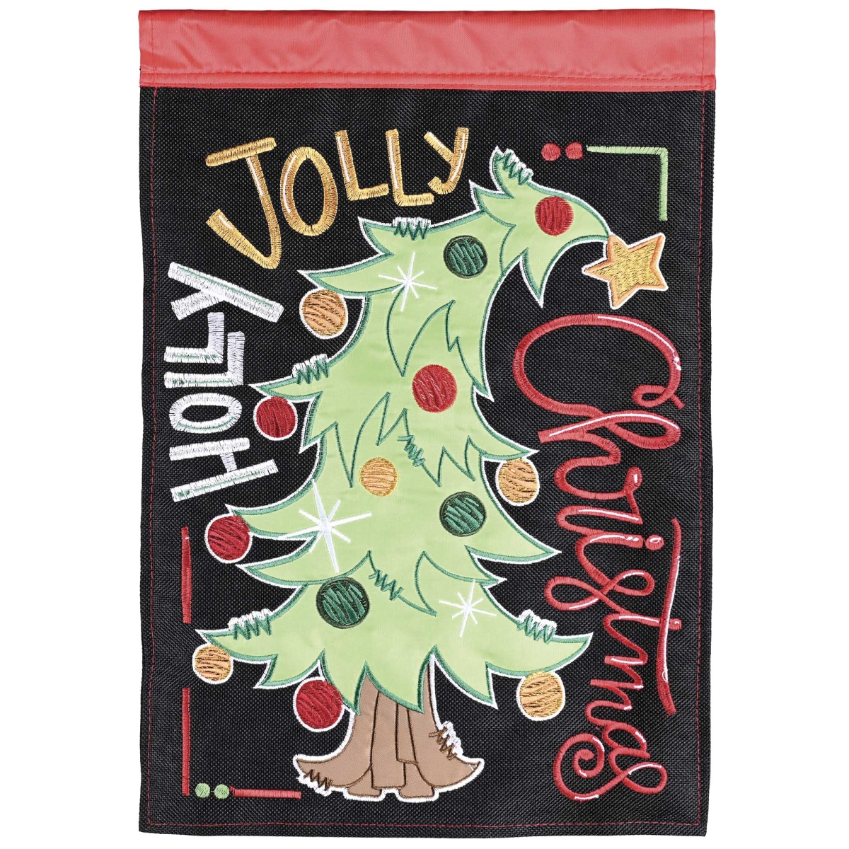 M012023 Flag Tree Holly Jolly Christmas 13x18