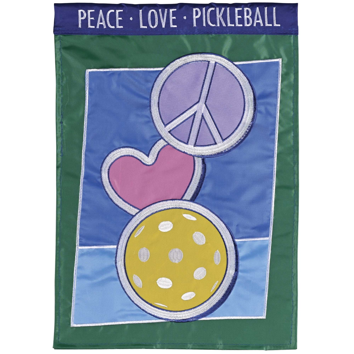 M011962 Flag Peace Love Pickleball 13x18