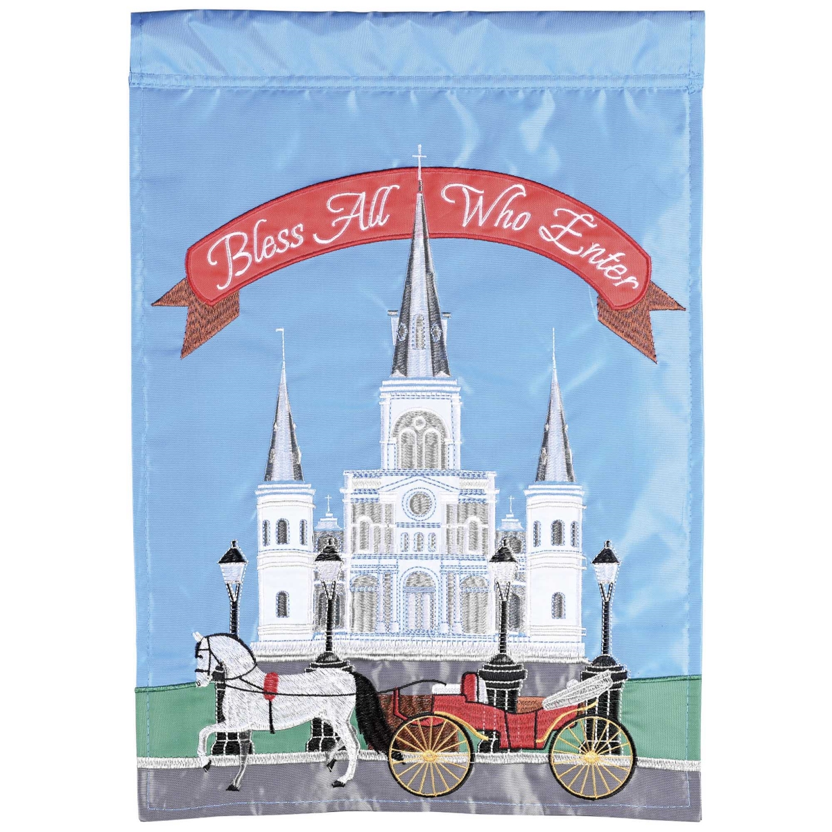 M001998 Flag St Louis Cathedral Bless All 29x42