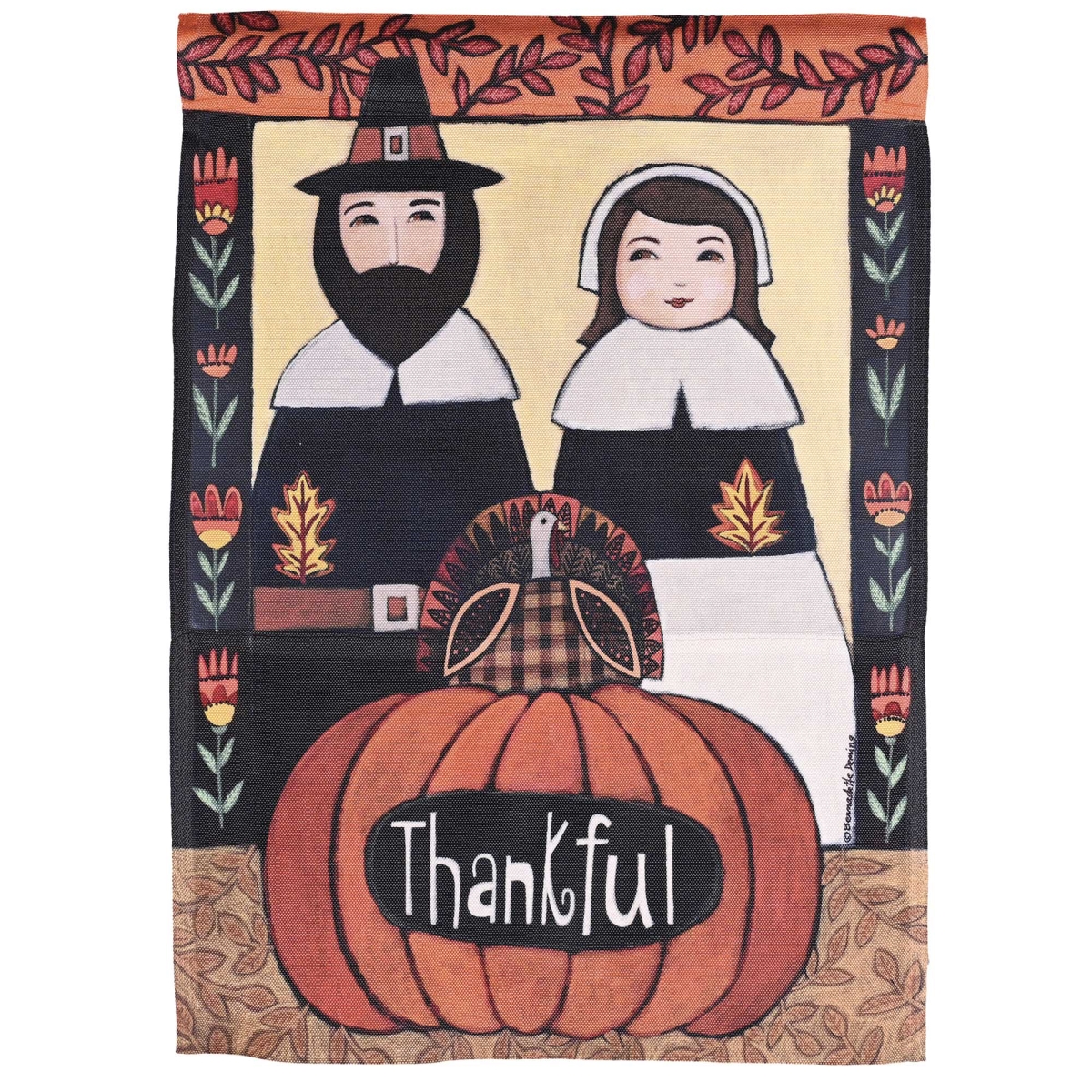 M080278 Flag Thankful Pilgrims 13x18