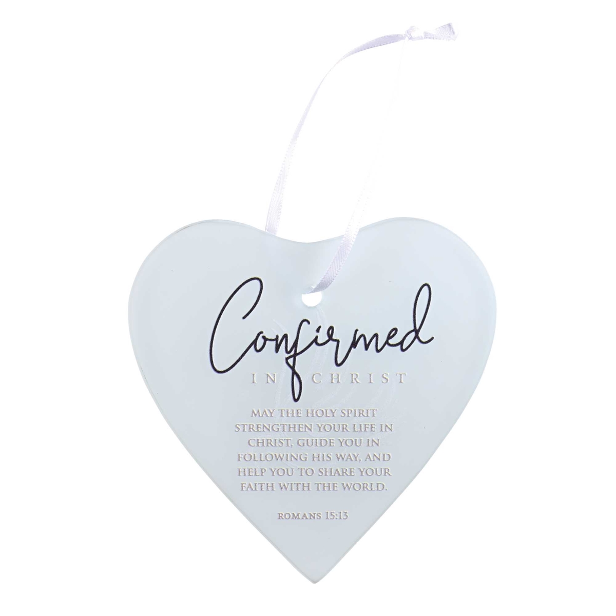 DGLORNH1 Confirmed Christ Glass Heart Ornament - Clear
