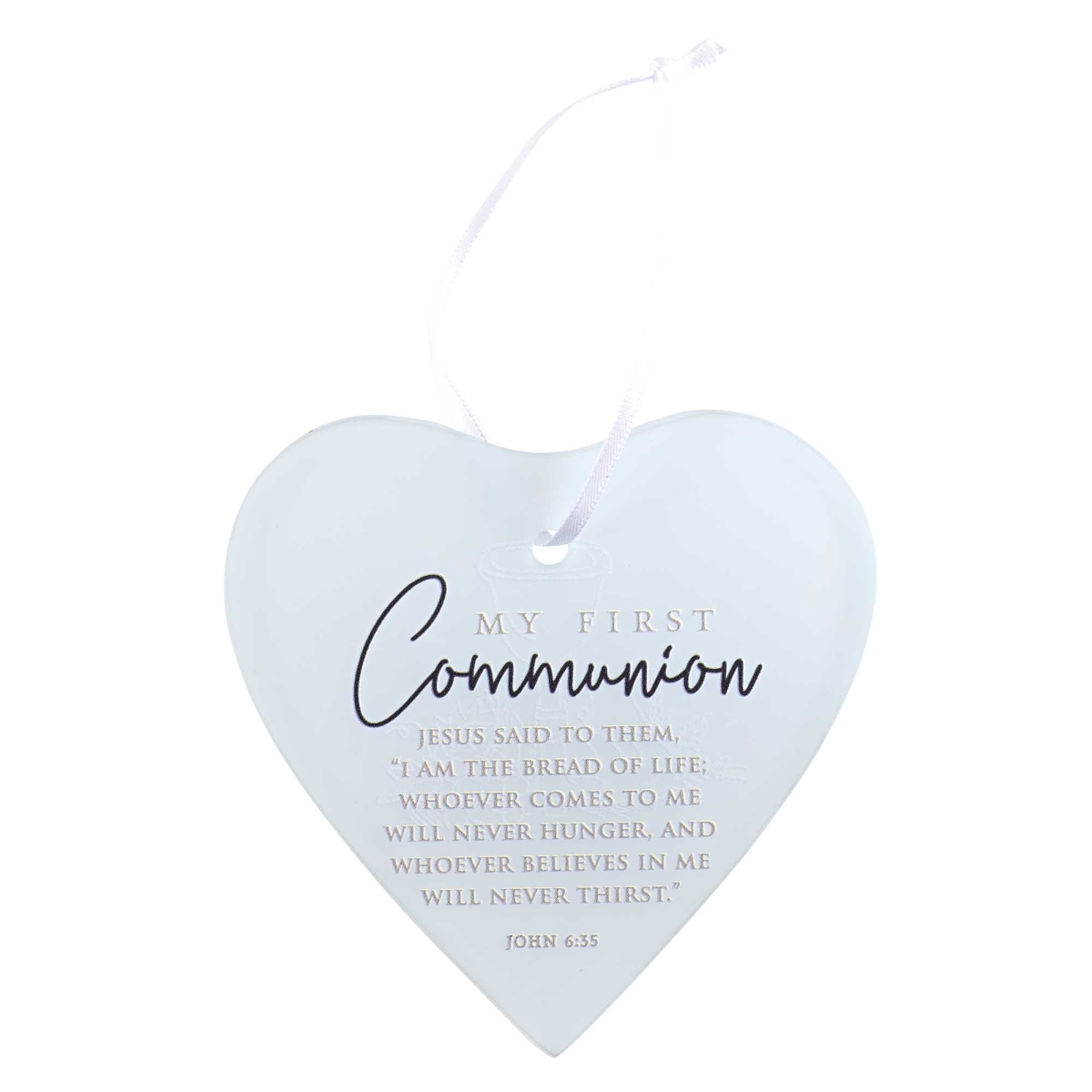 DGLORNH2 First Communion Glass Heart Ornament - Clear