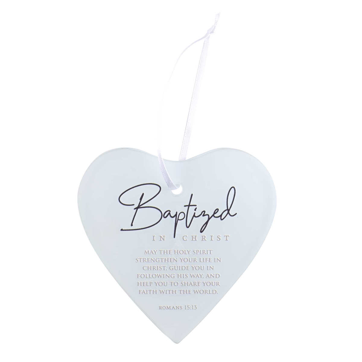 DGLORNH3 Baptism Glass Heart Ornament - Clear