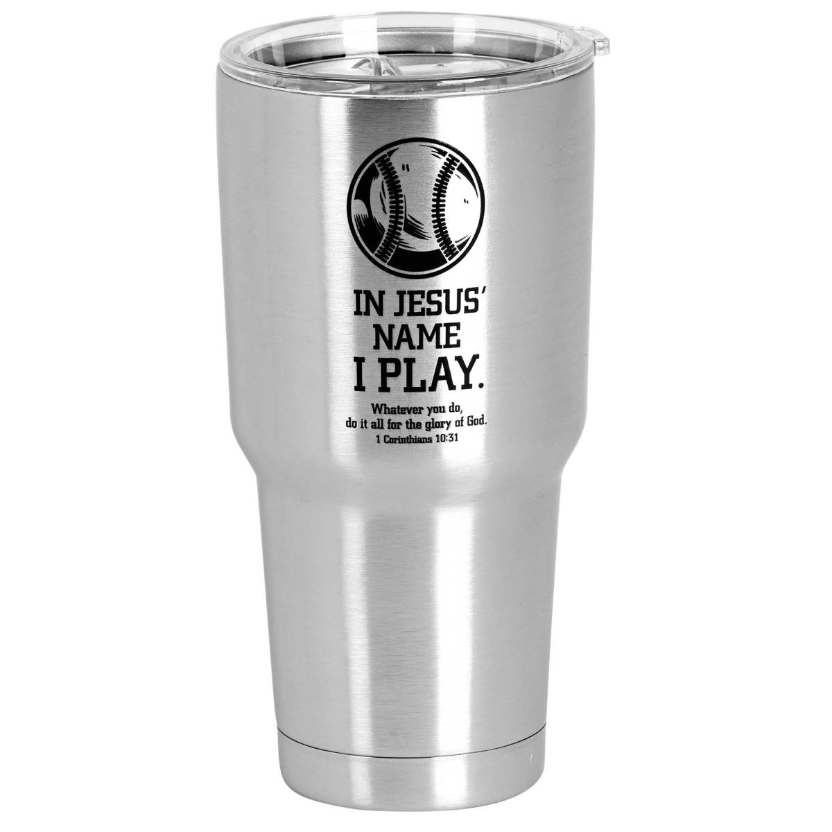 Picture of Dicksons SSTUM-140 30 oz Baseball in Jesus Name I Play Tumbler - Black