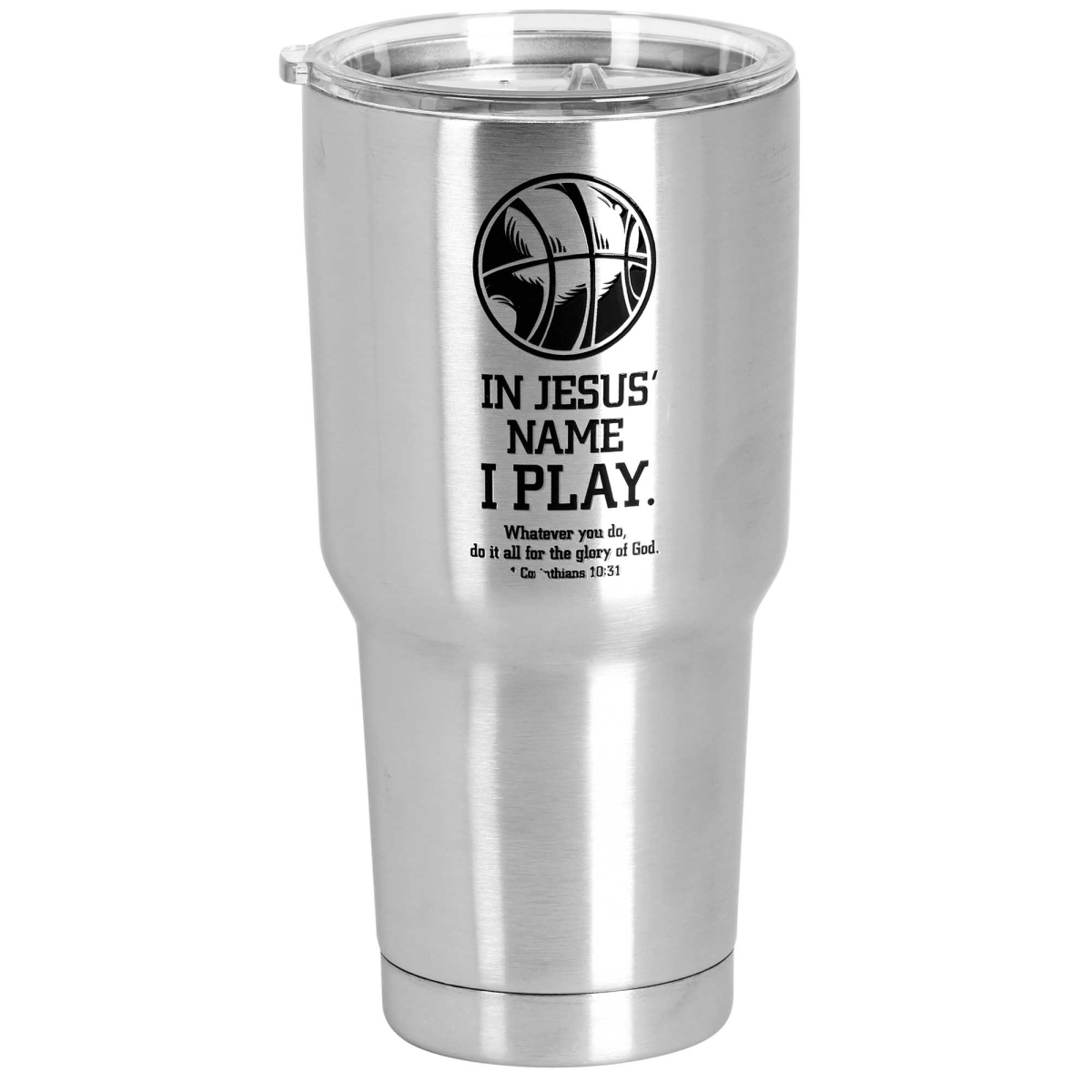 Picture of Dicksons SSTUM-141 30 oz Basketball in Jesus Name I Play Tumbler - Black