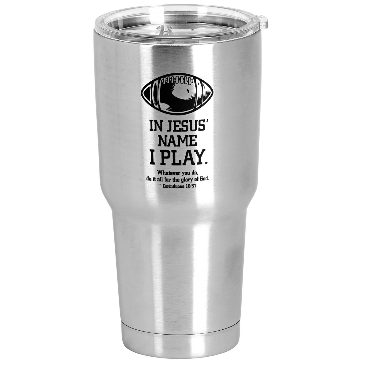 Picture of Dicksons SSTUM-142 30 oz Football in Jesus Name I Play Tumbler - Black