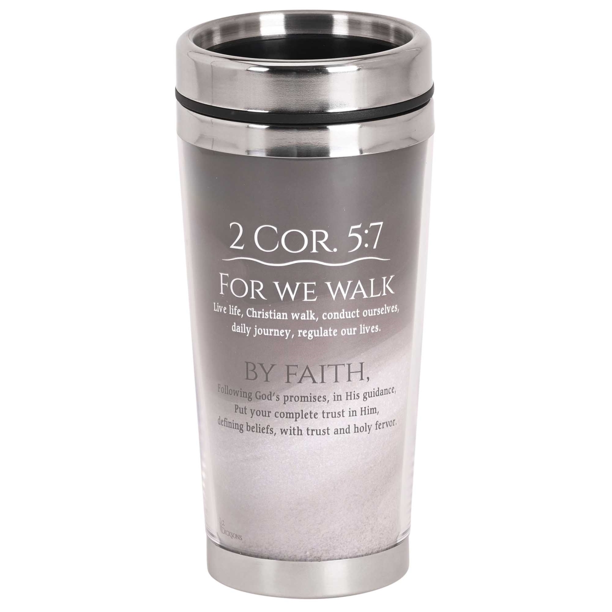 Picture of Dicksons SSMUG-389 We Walk by Faith Not by Sight Travel Mug - Brown