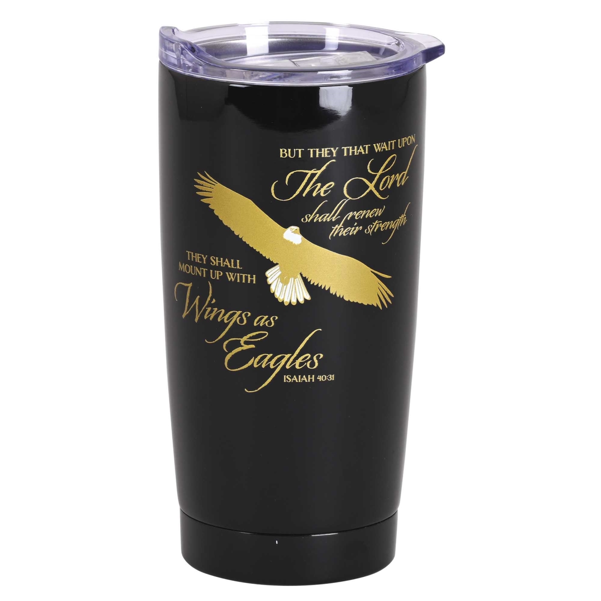 Picture of Dicksons SSTUMB-132 Unisex 20 oz Stainless Steel & Plastic Insulated Travel Mug with Lid, Black & Gold