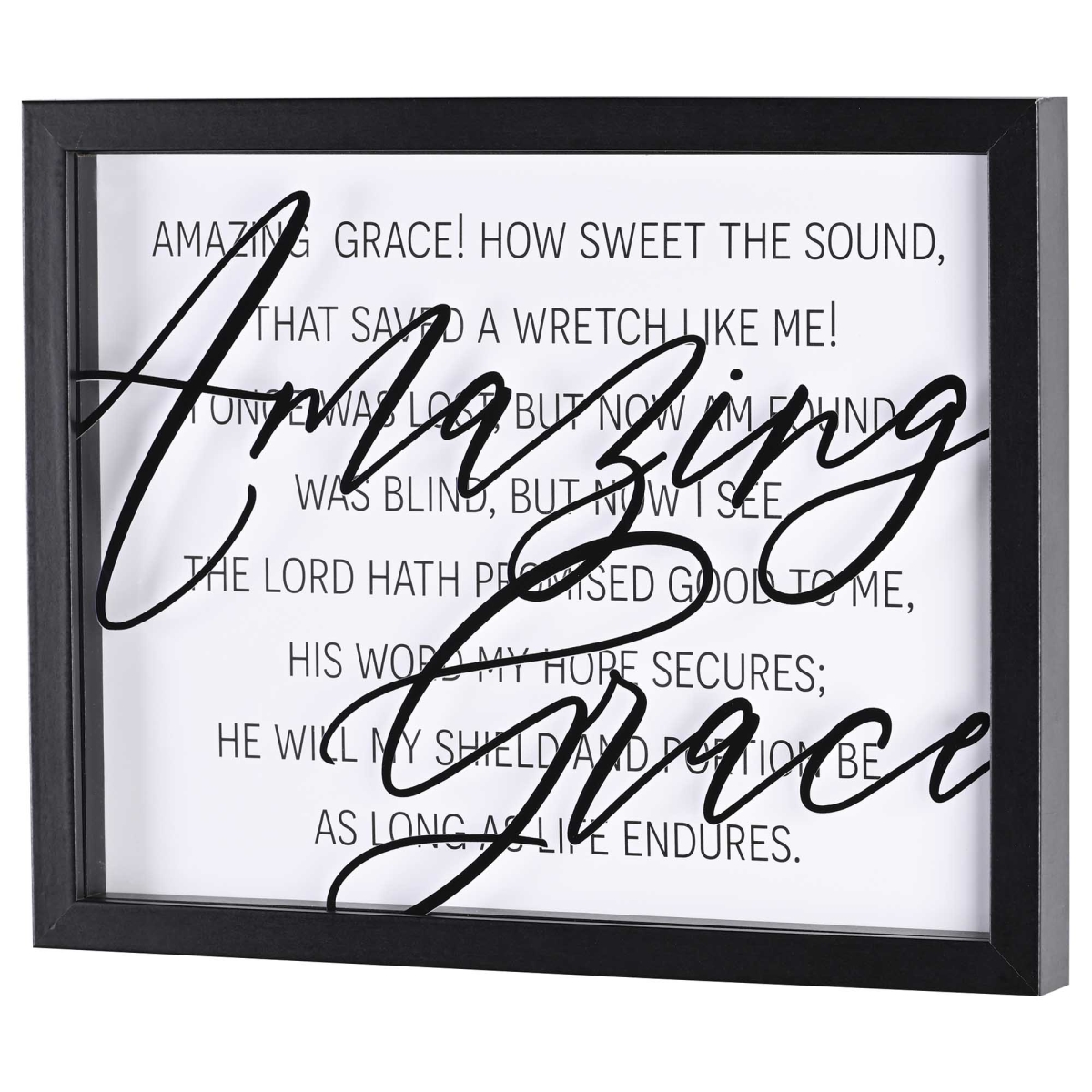 FRMWDBL-1411-82 Amazing Grace Black Text Framed Wall Art - Black