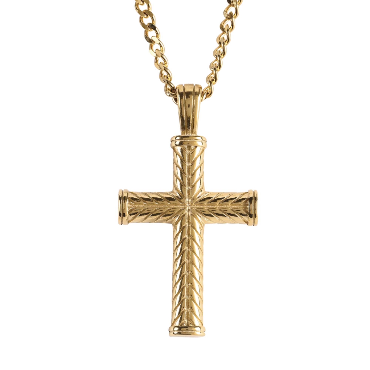 32-9609 24 in. Cross Gold-Plated Necklace - Gold