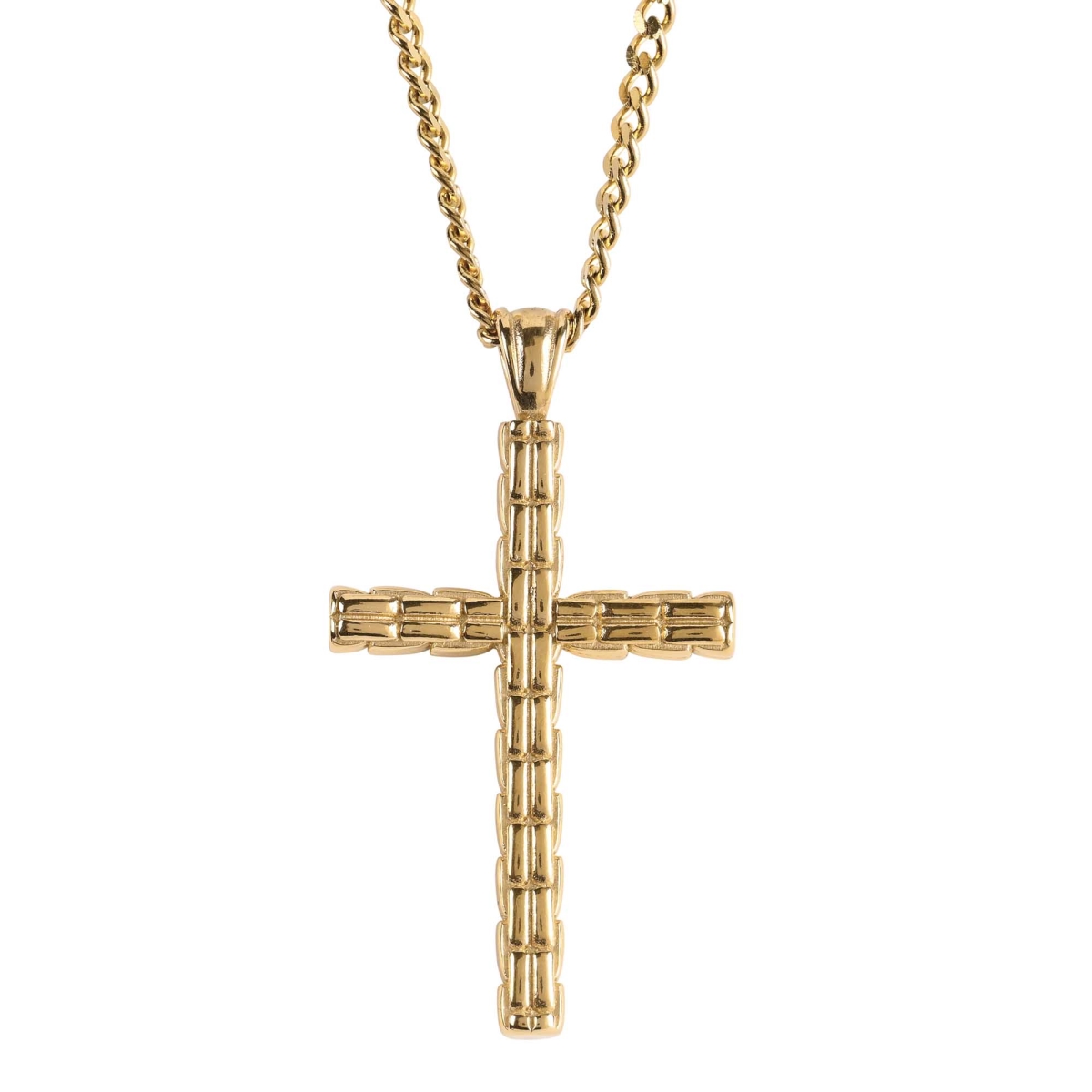 32-9612 24 in. Box Cross Gold-Plated Necklace - Gold