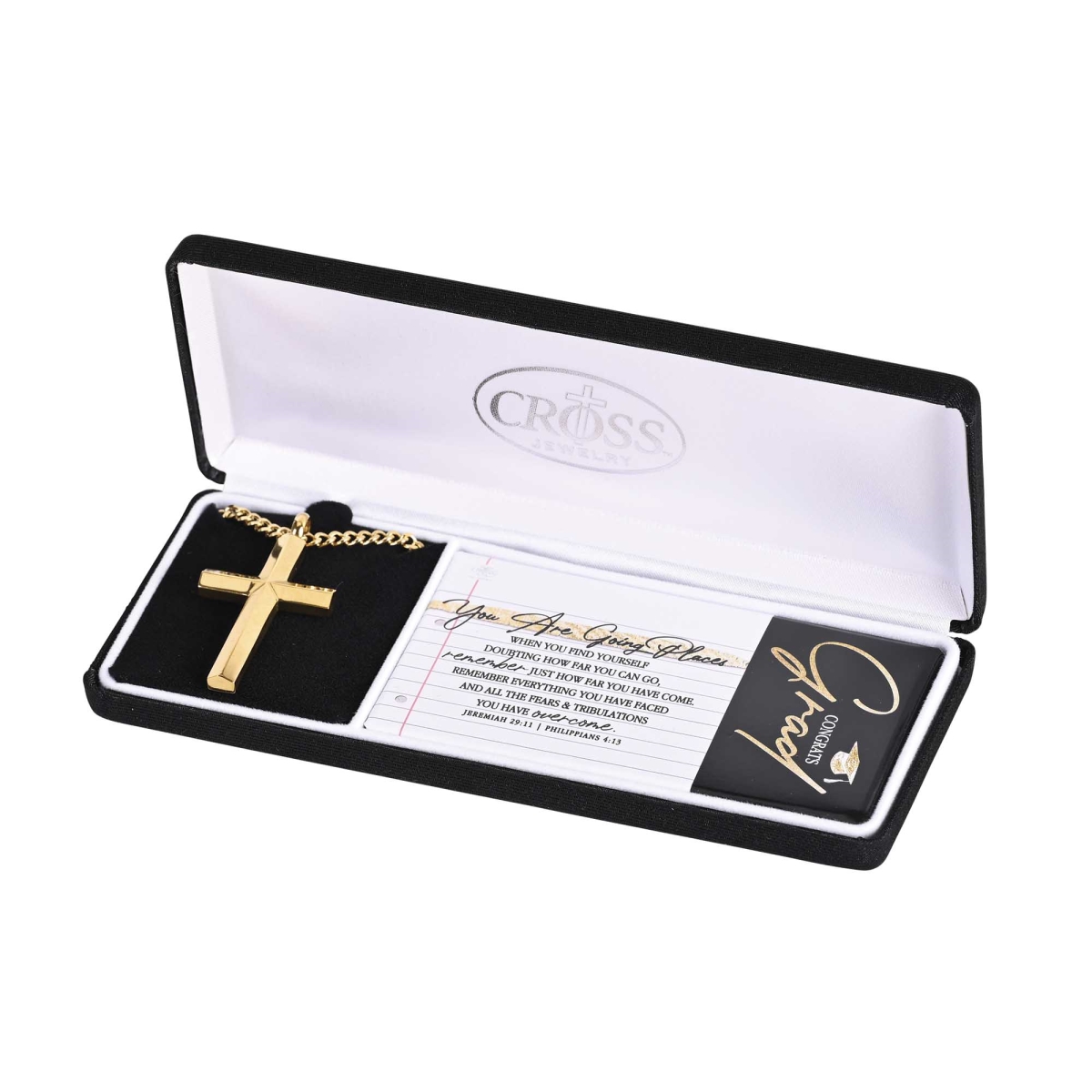 32-6799 24 in. Grad Box Cross Necklace - Gold
