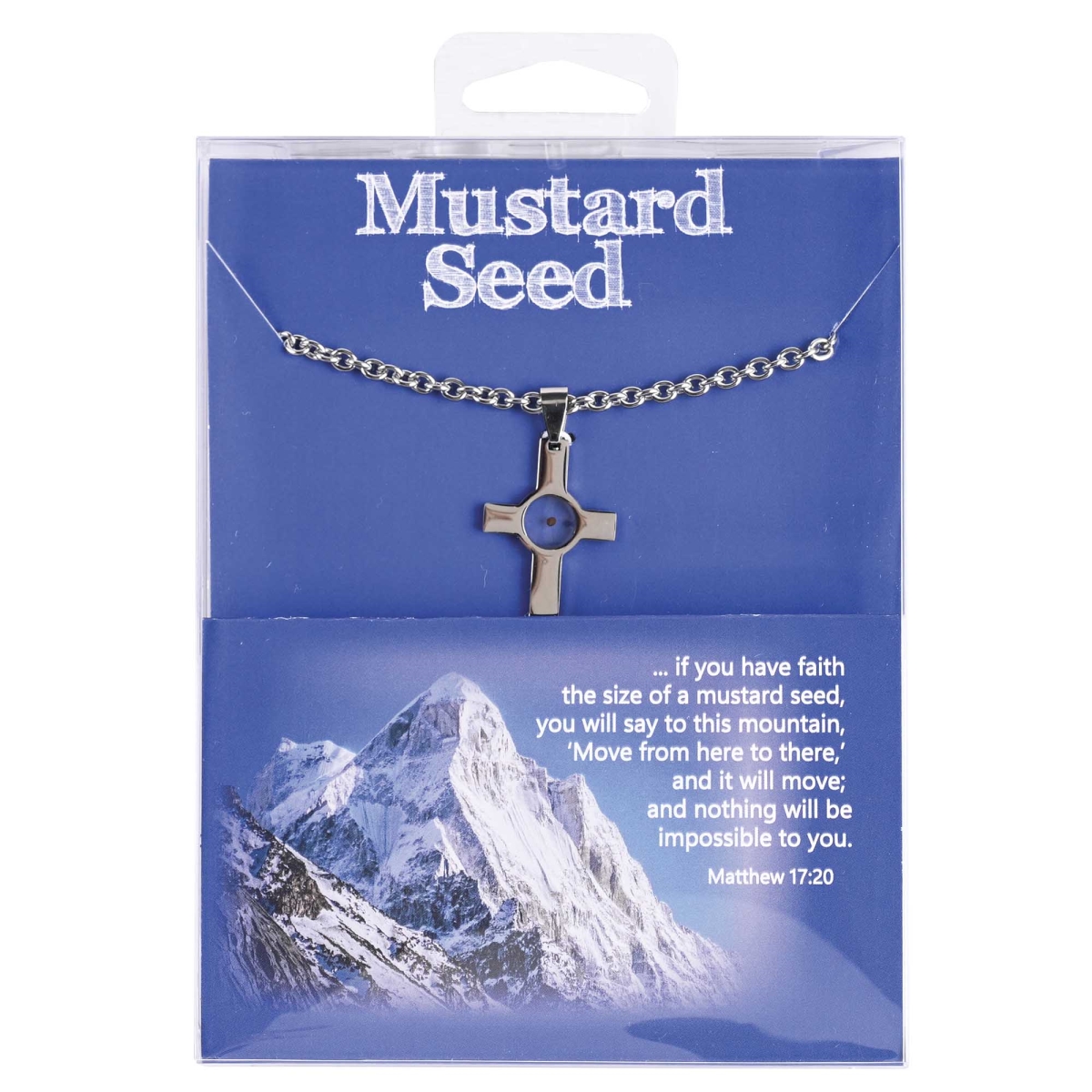 35-8142 24 in. Mustard Seed Cross Necklace - Silver