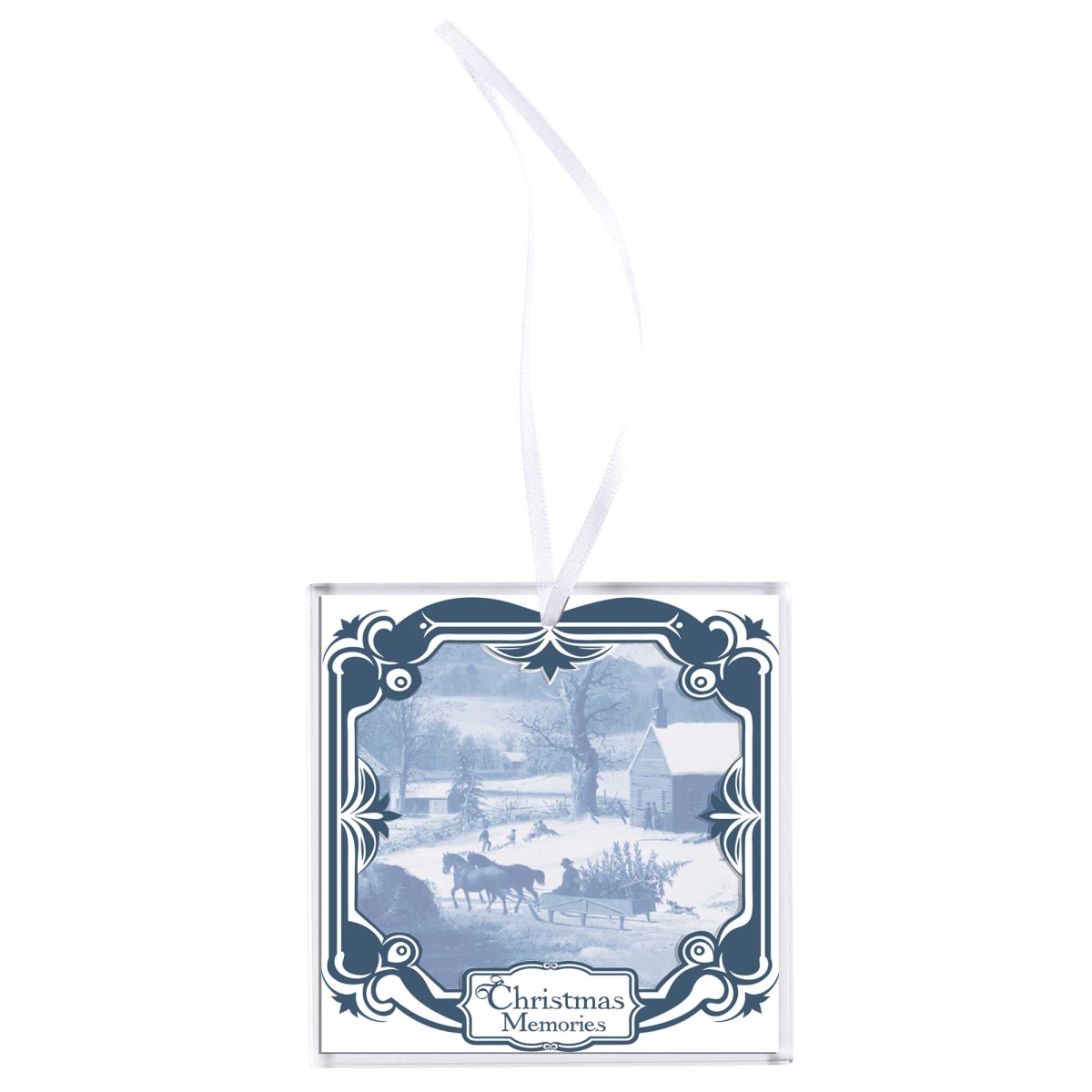 EORNG-5 Ornament Christmas Memories Glass 3x3