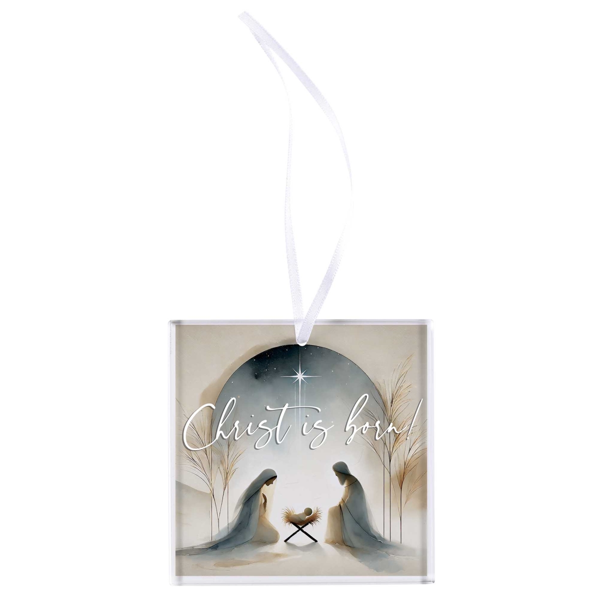 EORNG-8 Ornament Christ Is Born Glass 3x3