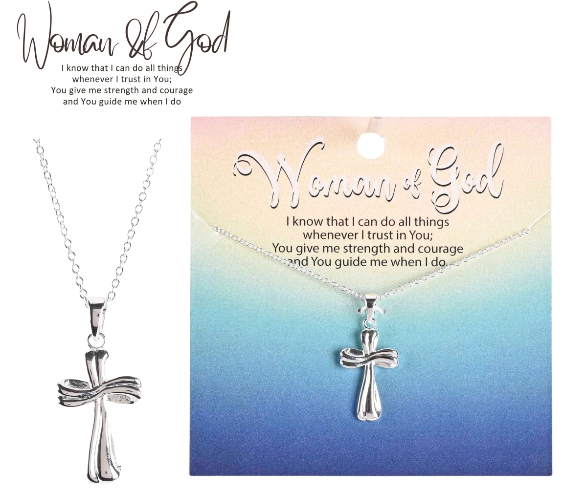 73-8133P Necklace Mobius Bud Cross Silver-Plated