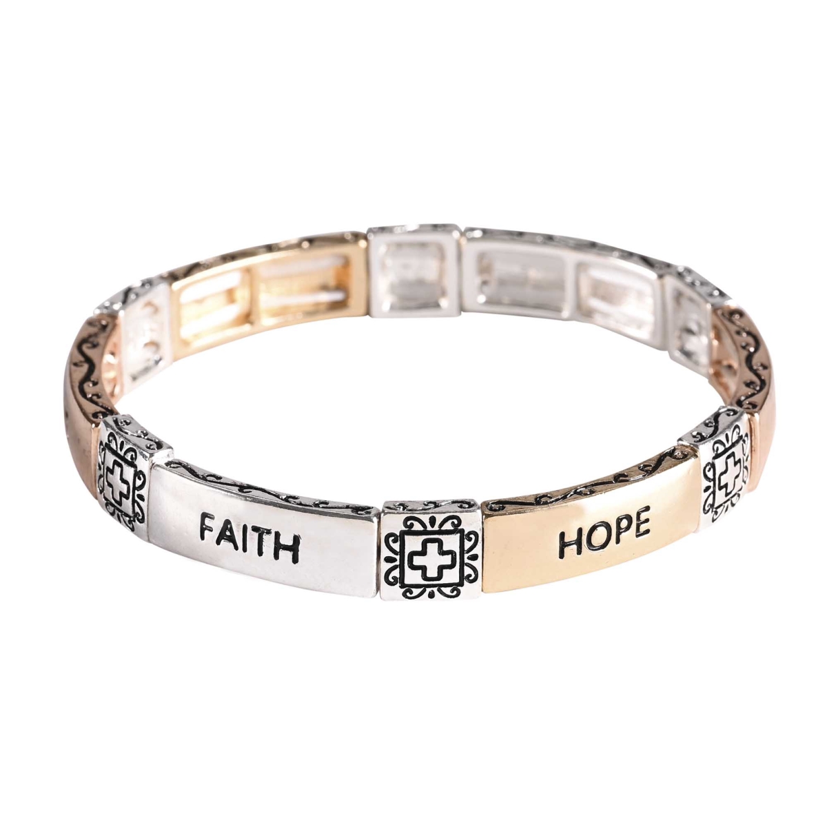 30-8075T Bracelet Faith Hope Love Tile Stretch