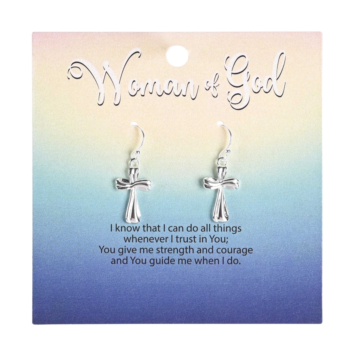 73-8142P Earrings Mobius Bud Cross Silver-Plated