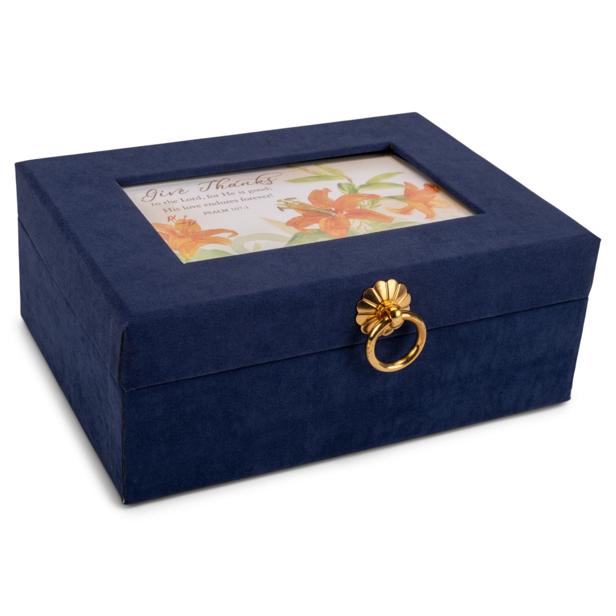 Picture of Dicksons LBNSSET6S Stationery Set Suede Navy Floral Thanks