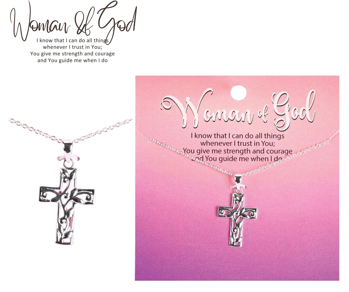 73-8137P Necklace Box Cross/Vine SilverPlated 18L