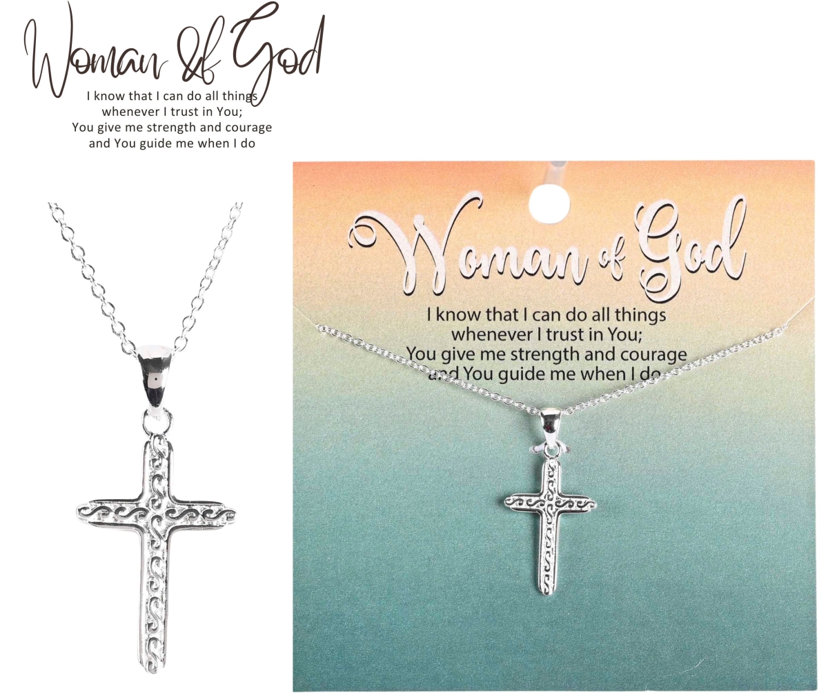 73-8131P Necklace Scroll Cross Silver-Plated 18L