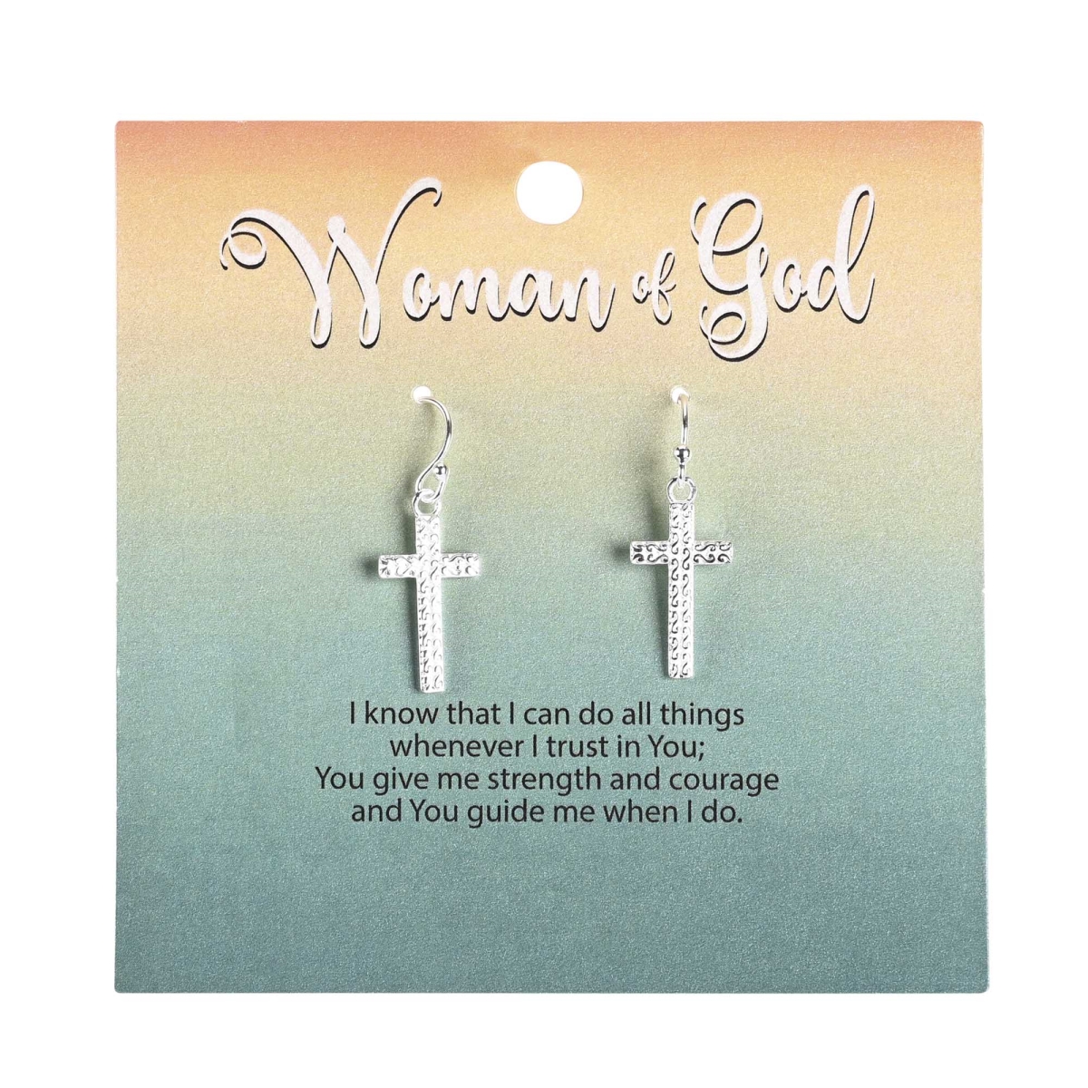 73-8141P Earrings Box Scroll Cross Silver-Plated