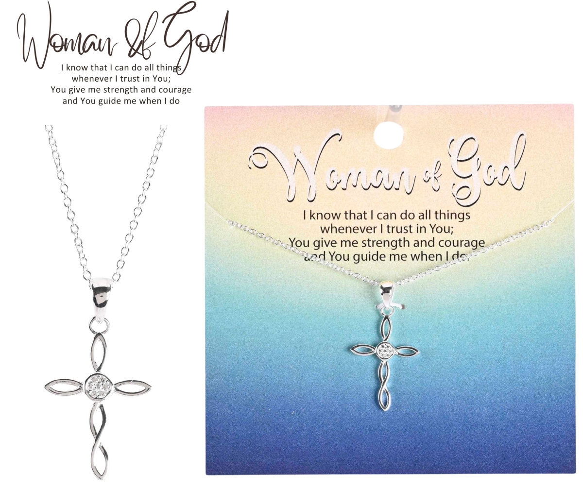 73-8134P Necklace Open Ribbon Cross Silver-Plated