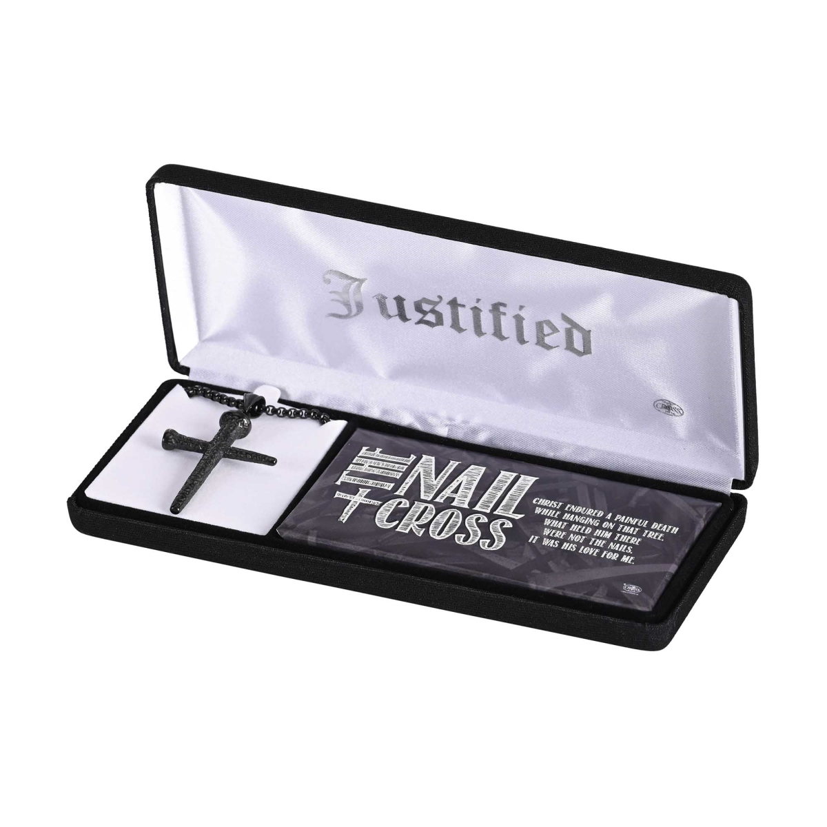 32-6809 Necklace Black Nail Cross 24In Chain