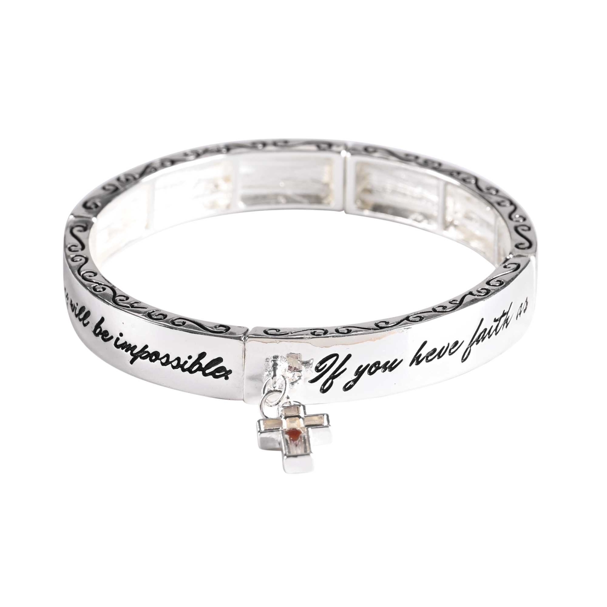 30-8064T Bracelet Mustard Seed Cross Tile Stretch