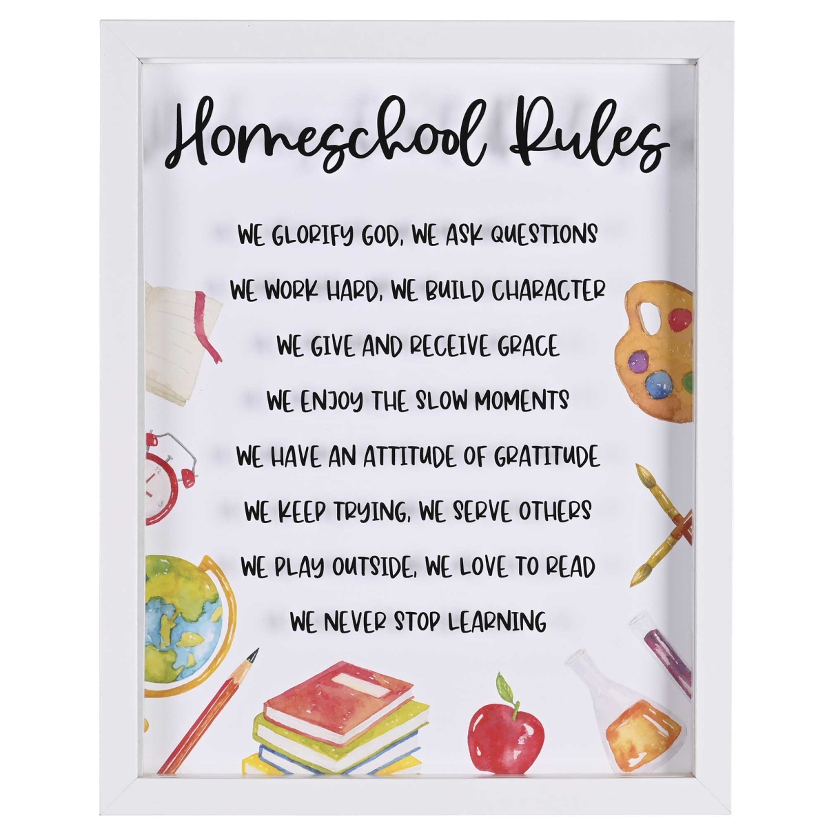 FRMWDW-1114-52 Framed Wall Art Homeschool Rules 11x14
