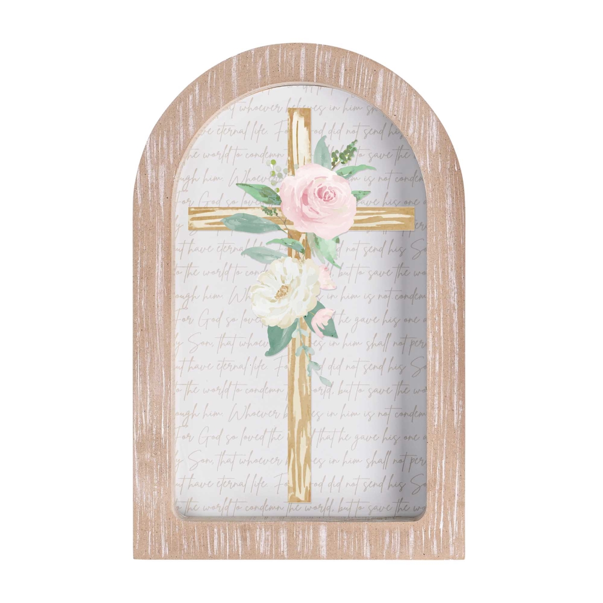 FRMA33 Framed Arch Cross John 3:16 White 7x11